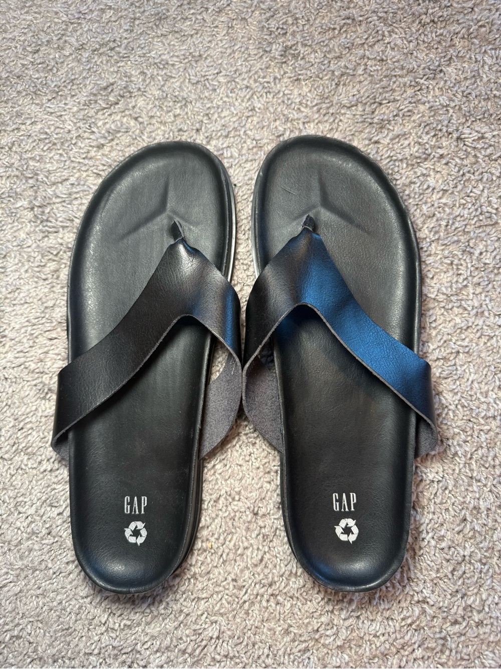 Women’s Gap “Leather” Platform Flip Flops, Black, Sz 11
